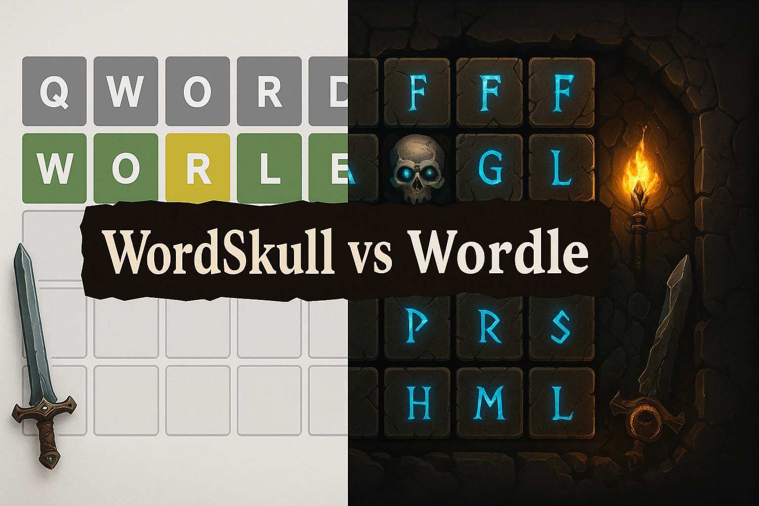WordSkull vs Wordle comparison artwork